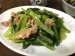 小松菜と豚肉のシーズニングソース炒め