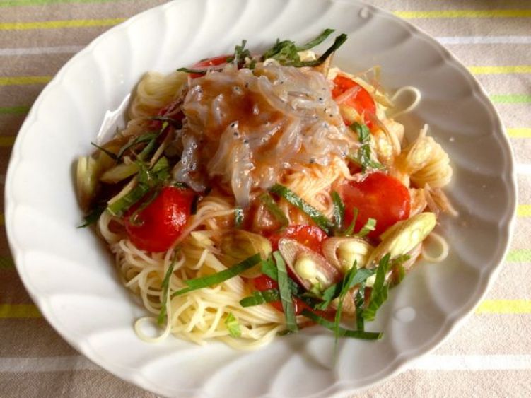 生シラスの冷製パスタの写真