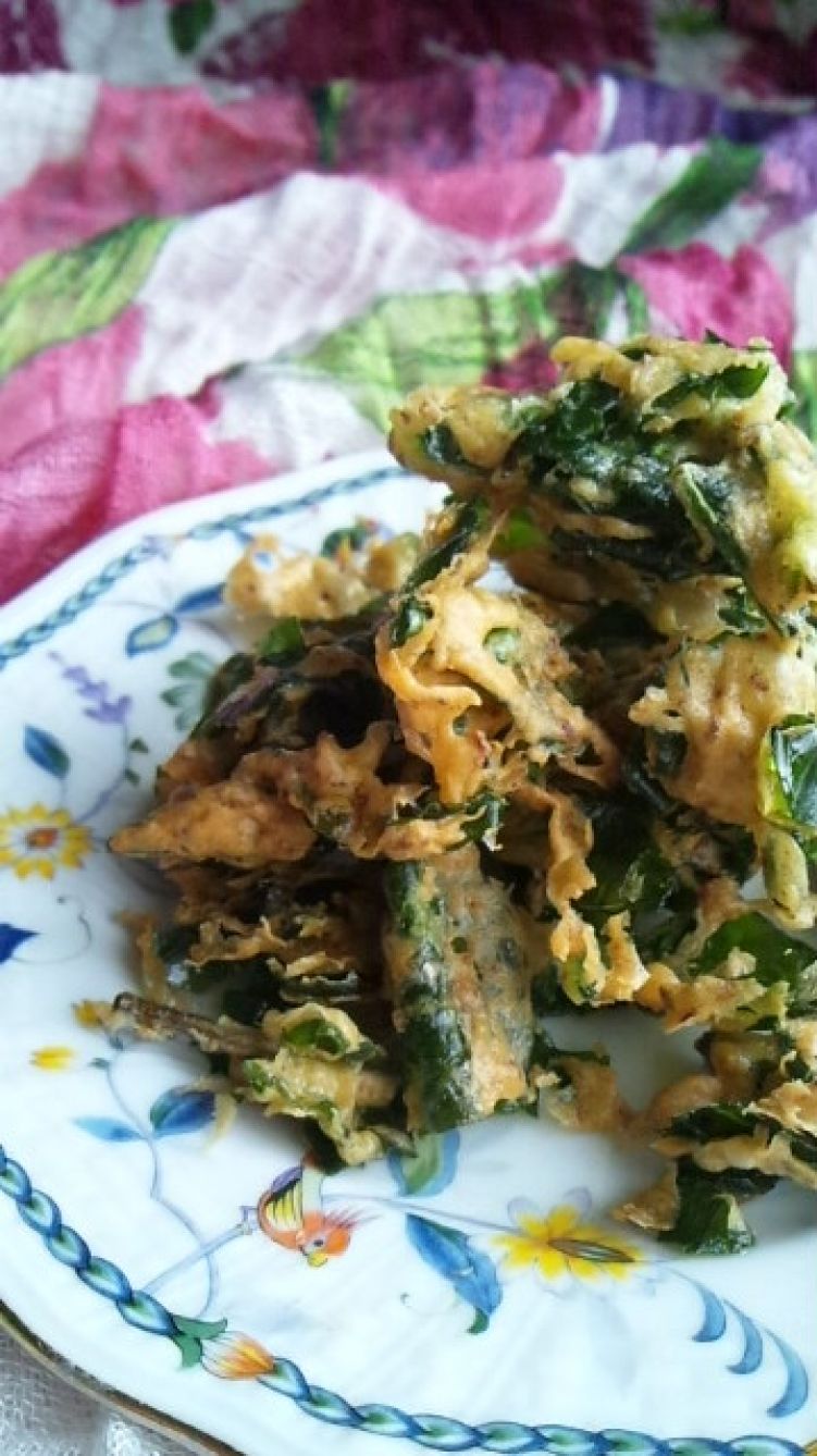 ほうれん草の天ぷら　Spinach Pakoraの写真