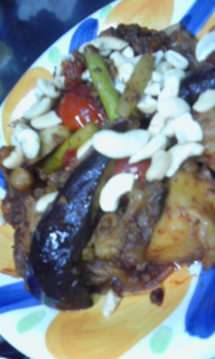 サンバルゴレン　豚ひき肉となすの炒め物の写真